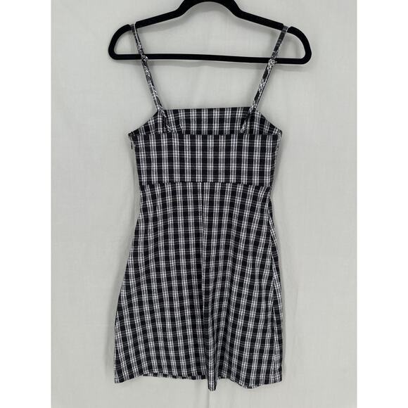 Hollister Dress Women XS Black Plaid Mini Grunge Y2K 90s Stretch Academia Preppy - Picture 3 of 7